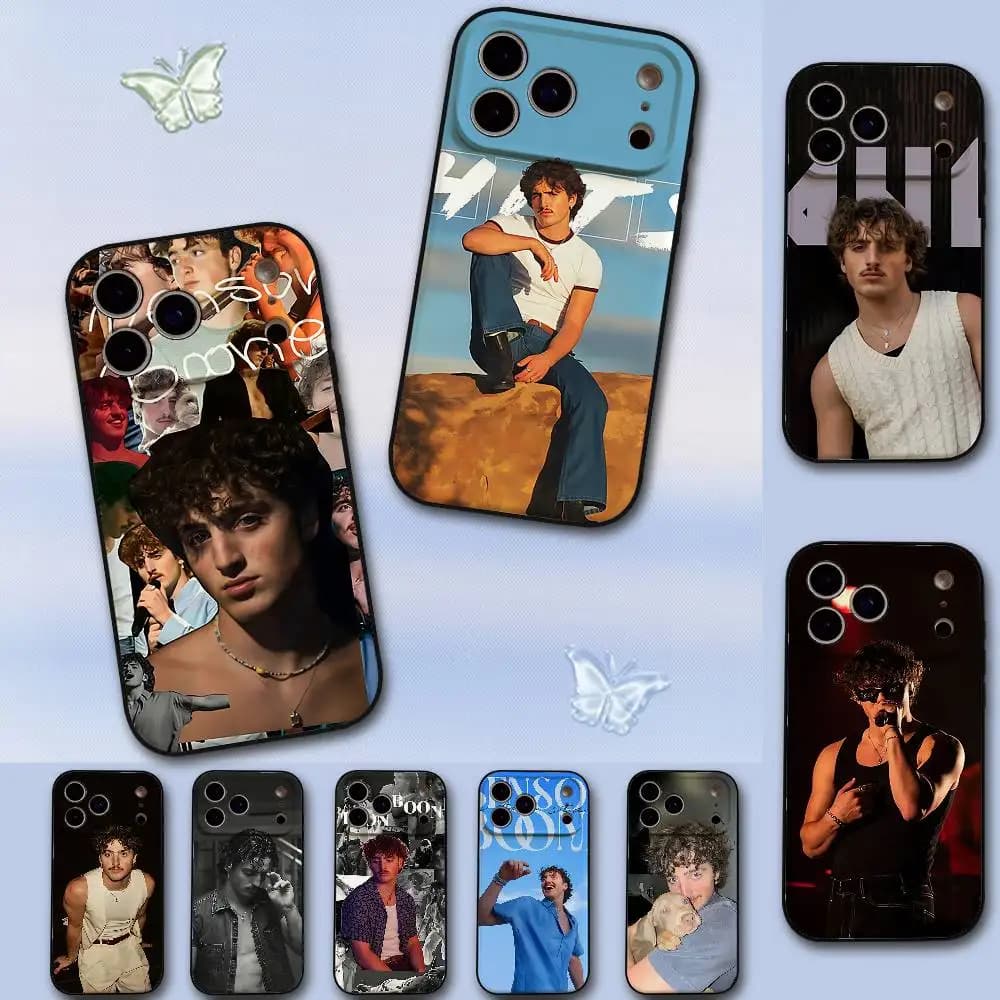 B-Benson Boone Singer Phone Cover for iPhone 17, 16, 15, 14, 13 Pro Max, 11, 12 Mini, X, Xs, XR Silicone Black