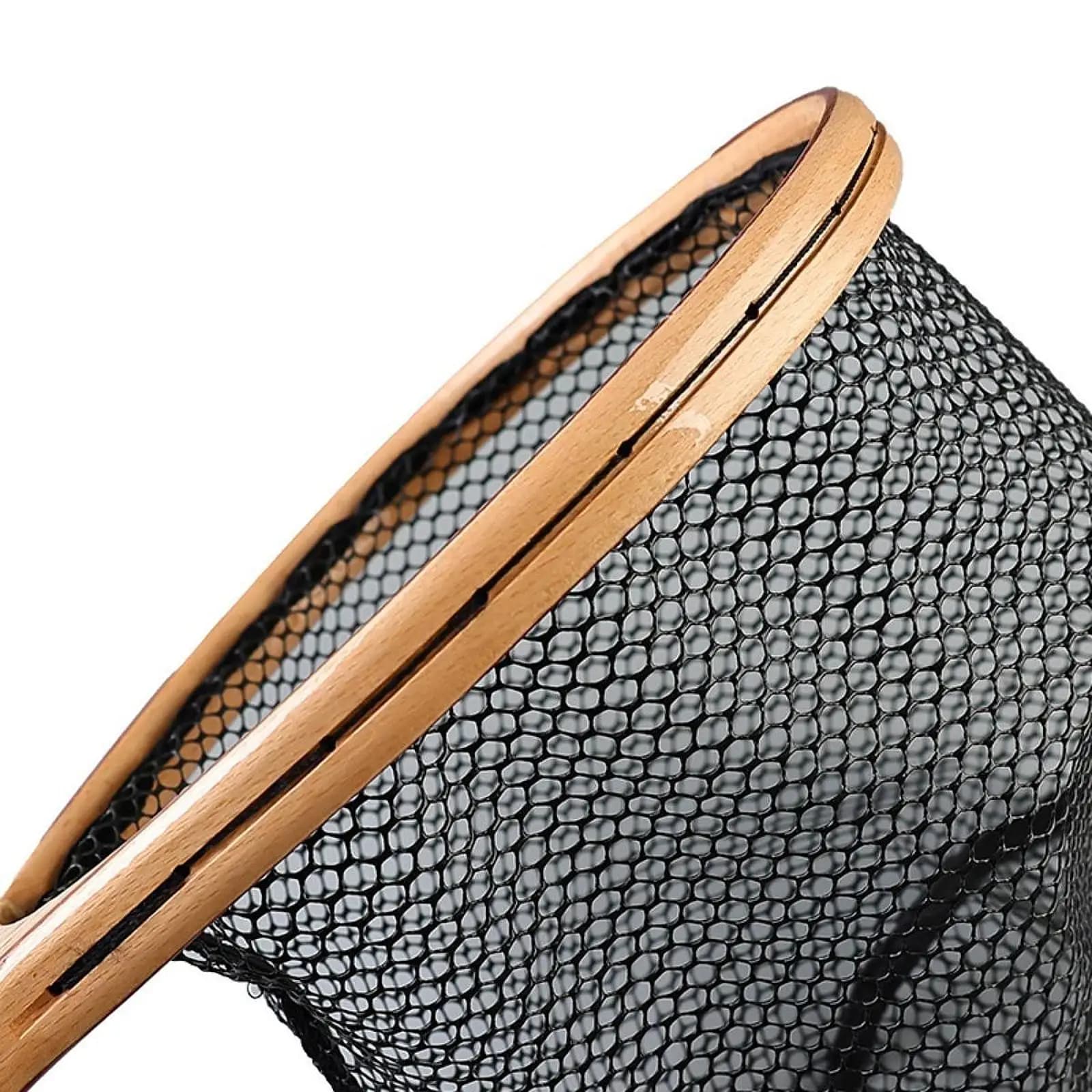 Portable Wooden Fishing Landing Net Small Mesh Fly Fishing Gear for Freshwater Saltwater Outdoor Accessories