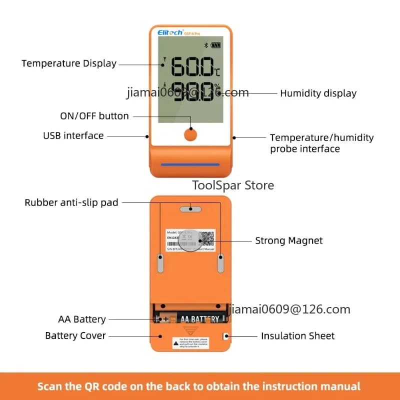 GSP-6Pro Cold Chain Data Logger, USB High-Precision Thermometer for Refrigerated Transport