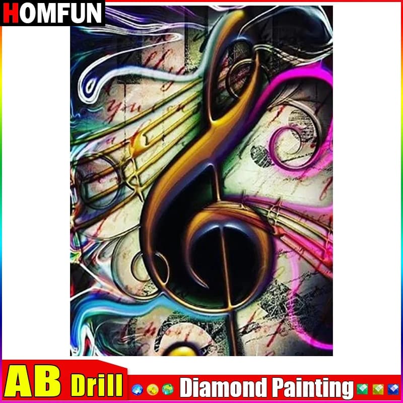 HOMFUN AB Full Drill Diamond Painting "Scenery Music" DIY Picture Of Rhinestone 5D Diamond Embroidery Cross Stitch Decor