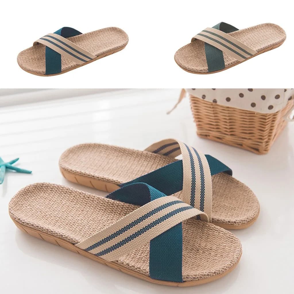 Ciabatte estive da uomo antiscivolo, ciabatte da casa leggere, scarpe da donna in lino per interni, ciabatte morbide, sandali in gomma per la casa