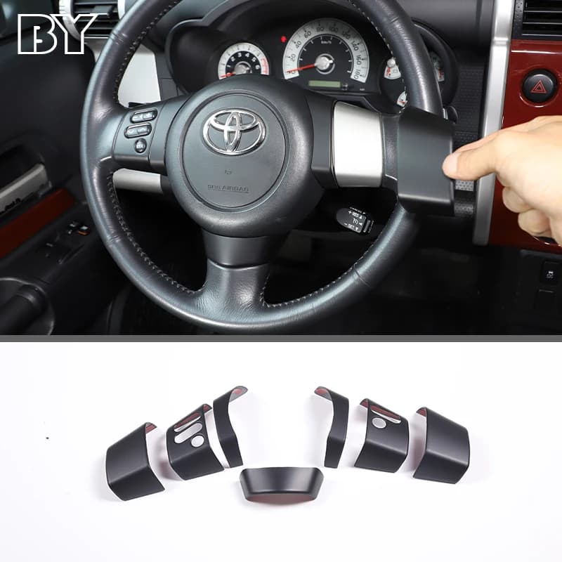 ABS nero opaco coprivolante pulsante decorazione adesivi Trim per Toyota FJ Cruiser 2007-2021 accessori