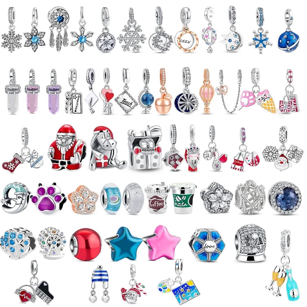 Hot Sale 925 Silver Santa Claus Snowflake Dreamcatcher Pendant DIY Charms Fit Bracelet Beads Making Woman Fashion Jewelry Gift
