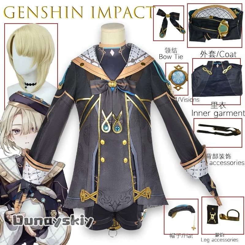 BFreminet The Sage of the Perished Cosplay Costume {Anna zhang Online}Genshin Impact Fontaine Blue Navy Muta di sub Steampunk