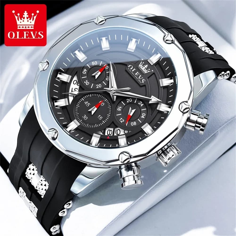 OLEVS 9991 Orologi Originali da Uomo Impermeabili Luminosi Cronografo Semplice Sportivo Orologio da Polso al Quarzo per Uomini