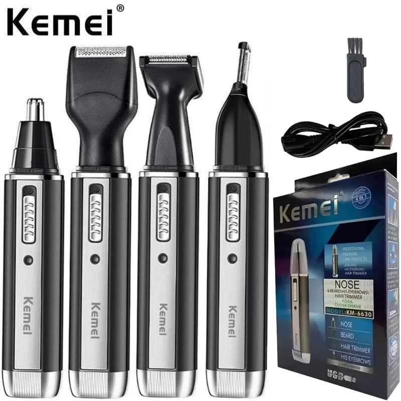 Kemei-6630 Nose Hair Trimmer For Nose Ear Cleaner Rechargeable Nose Trimmer Beard Trimer For Men Shaver Eyebrow Grooming Set