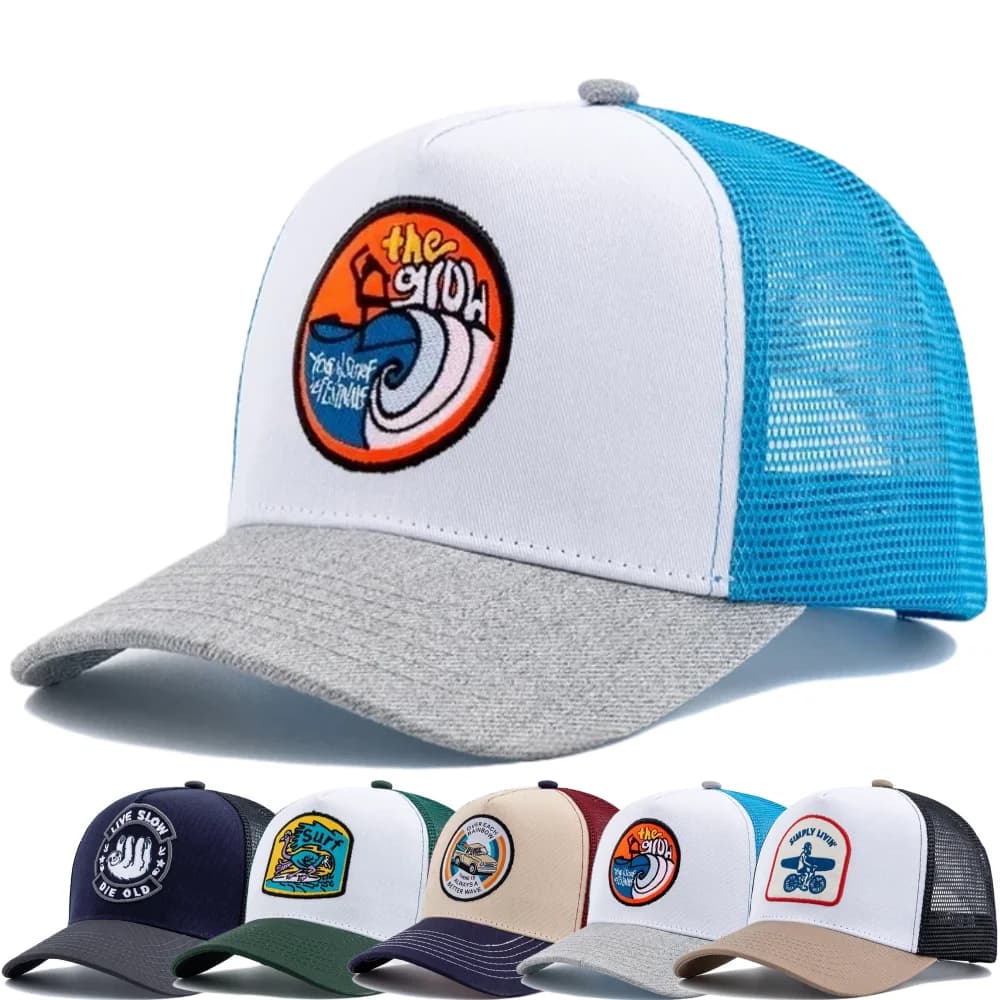 Unisex Embroidered Trucker Hat Mesh Baseball Cap Summer Outdoor Sun Protection Trend Hat Cap For Men Women