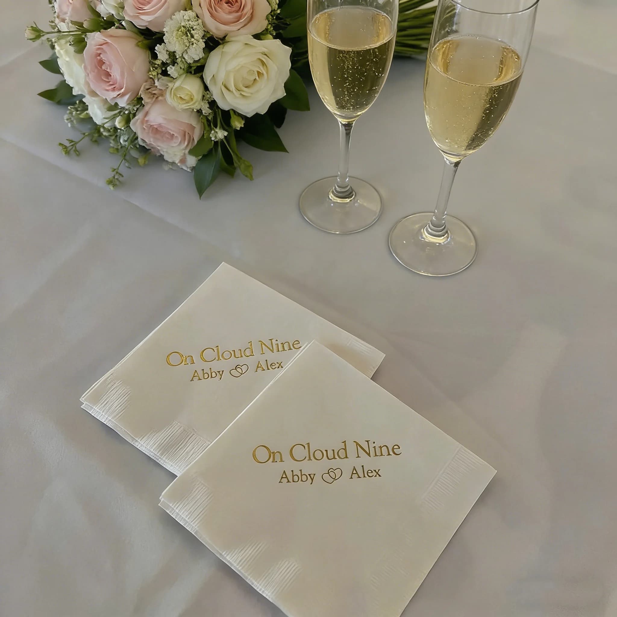 Tovaglioli personalizzati con monogramma da 50 pezzi, ideali per annuncio di matrimonio, feste di fidanzamento ed eventi