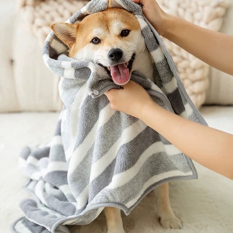 2026 new pet bathrobe with strong water absorption and fast drying coral fleece, dog and cat bath towel, bath pet supplies