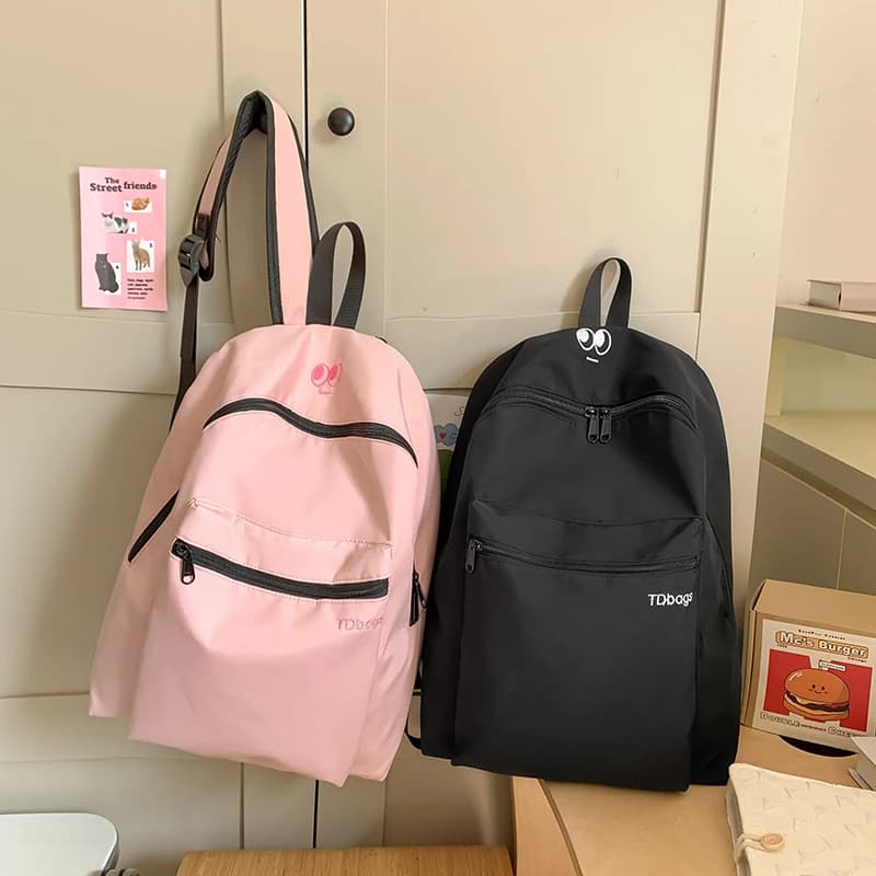 Zaino in nylon impermeabile per donna Zaino da viaggio semplice in tinta unita per studentesse