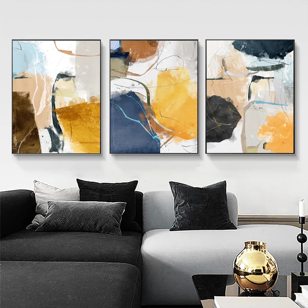 Abstract Nordic painting wall art images for living room decorations for home without frame 3 pieces watercolor geometric canvas without frame