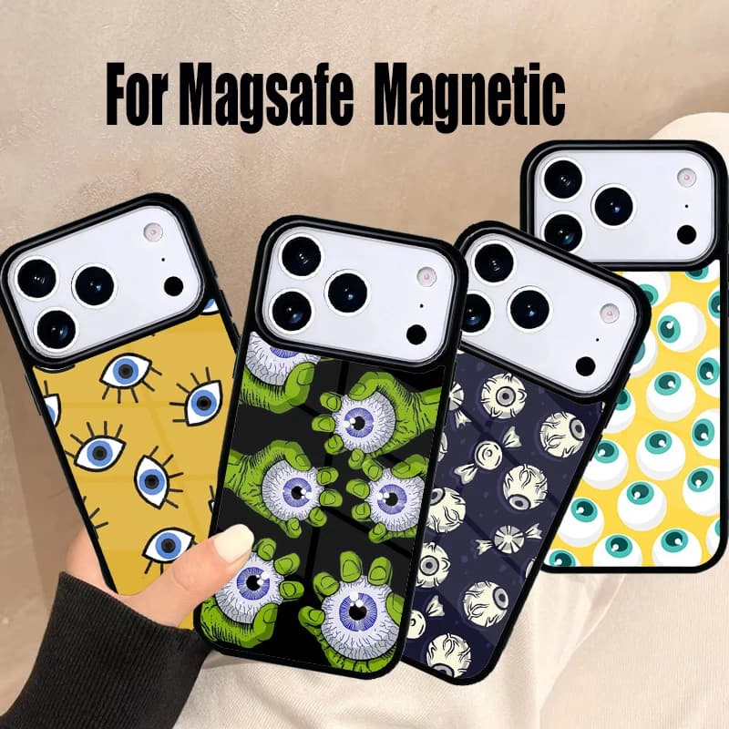 Cover Magnetica Wireless Magsafe con Motivo Oculare per iPhone 17 Air 16e 15 14 13 12 11 Pro Max Plus