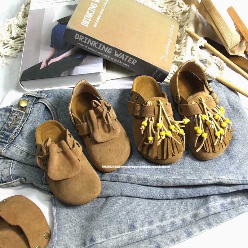 Nuovi bambini Scarpe in pelle Ragazzi Ragazze Primavera Estate Vintager Mocassini in vera pelle nappe pantofole Scarpe per bambini per bambini