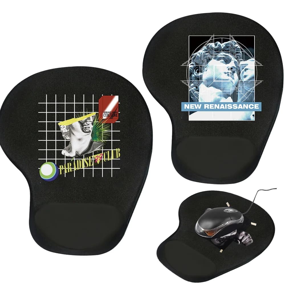Tappetino per Mouse nero protezione per il polso protezione per il polso tappetino per Mouse tappetino da scrivania ergonomico per Computer in Silicone con stampa da gioco