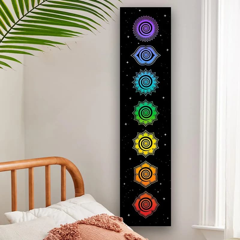 VIKAMA Rainbow Lotus Symbol Tapestry Hanging Cloth Yoga Studio Zen Healing Atmosphere Wall Decoration Room Decoration