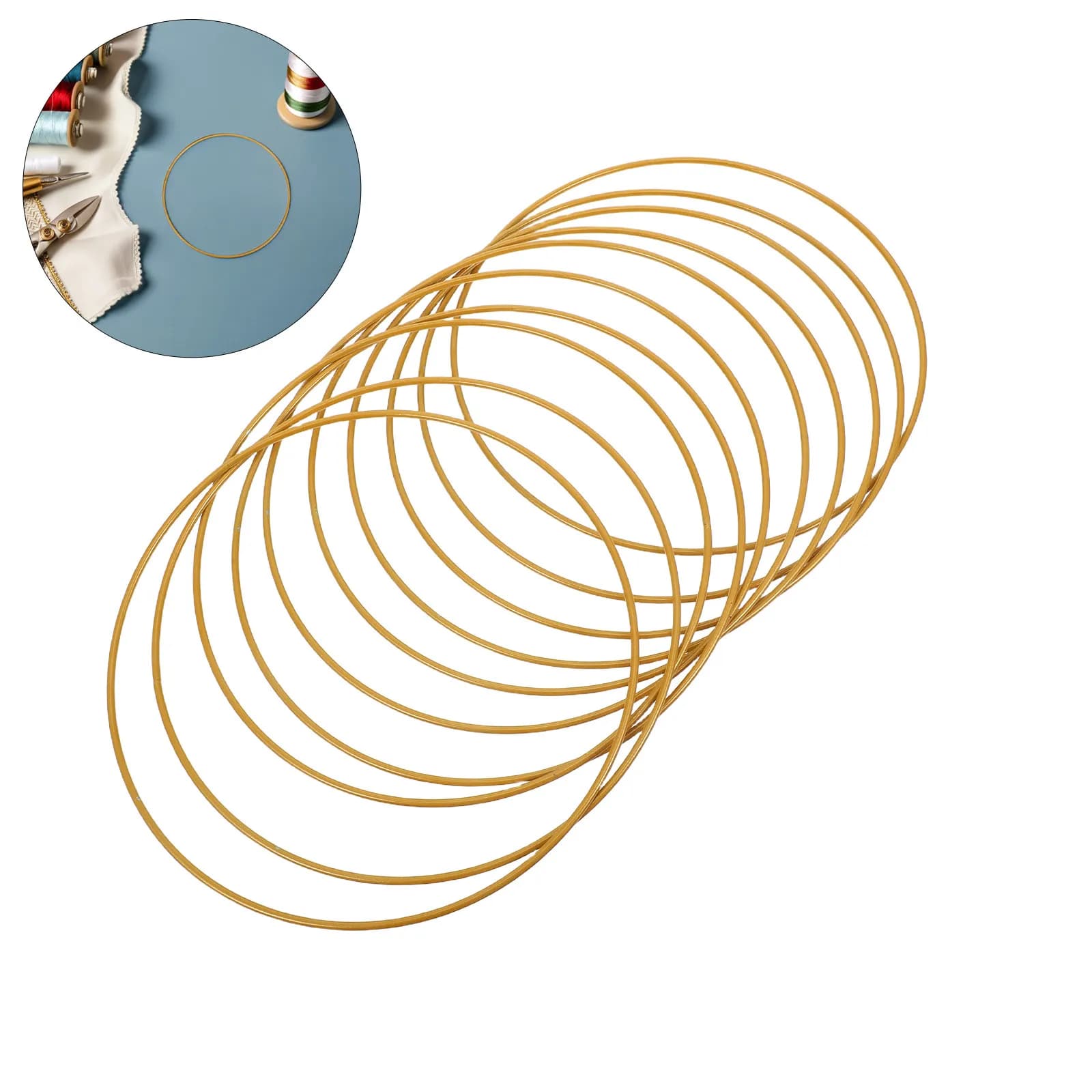 10Pcs Gold Metal Macrame Hoops 5.89 Inch Dream Catcher Rings Circle Wreath Frame DIY Floral Arrangement Wedding Backdrop Decor