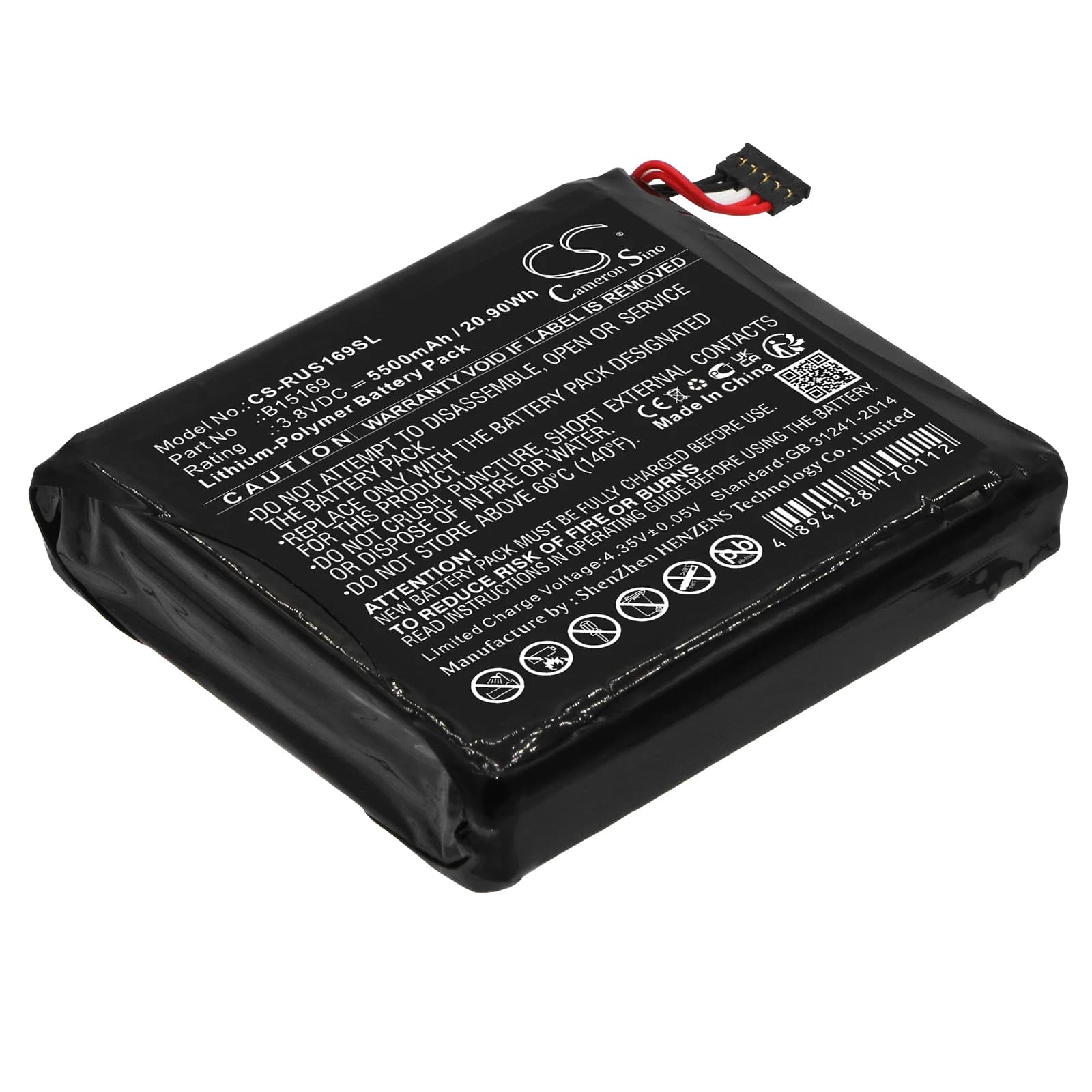Batteria per telecamera di sicurezza domestica ai polimeri di litio per anello, 3,8 V, 5500 mAh, modelli compatibili: telecamera di sicurezza esterna, telecamera adesiva