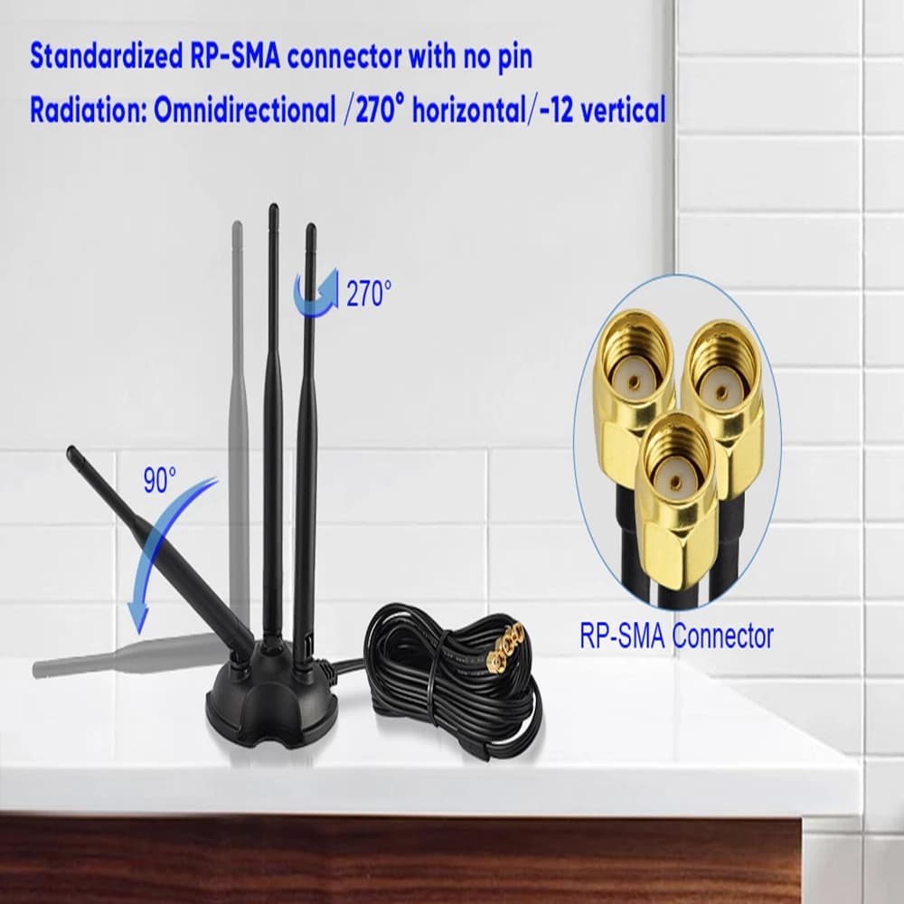 Superbat 6dbi Dual Band 2.4GHz 5.8GHz Antenna WiFi con base magnetica RP-SMA per router wireless Gateway Schede di rete PCI Express