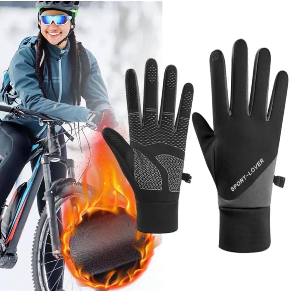 Guanti sportivi invernali touchscreen Guanti termici antivento per ciclismo Moto Calore antiscivolo con design a dita intere