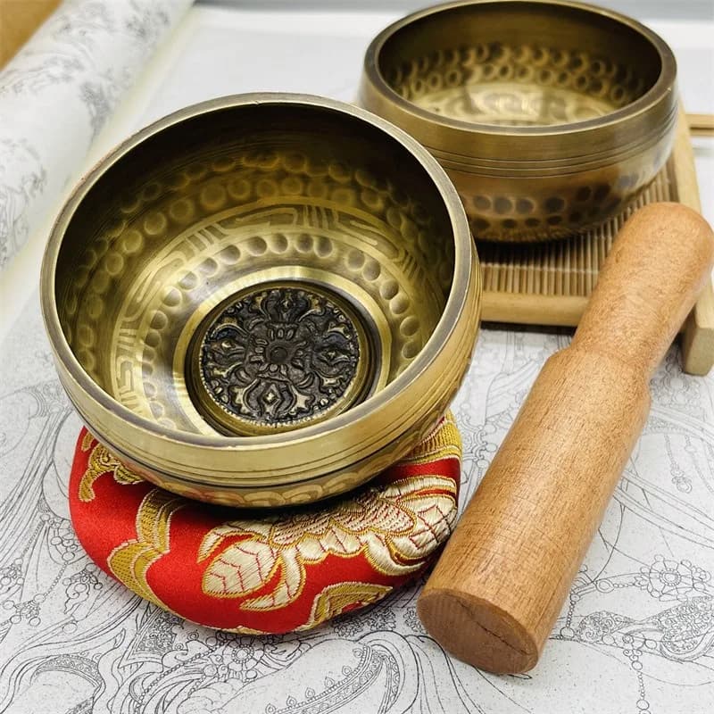 Nepal Handmade Singing Bowl Brass Original Tibetan Bowl Sound Healing Buddhist Meditation Bowls Buddha Percussion Instruments