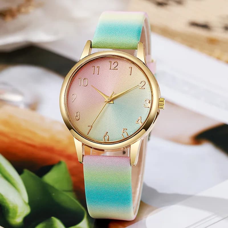 New Rainbow Watch for Women Casual Leather Strap Fashion Women Quartz Wrist Watch Relogio Female Relojes Para Mujer
