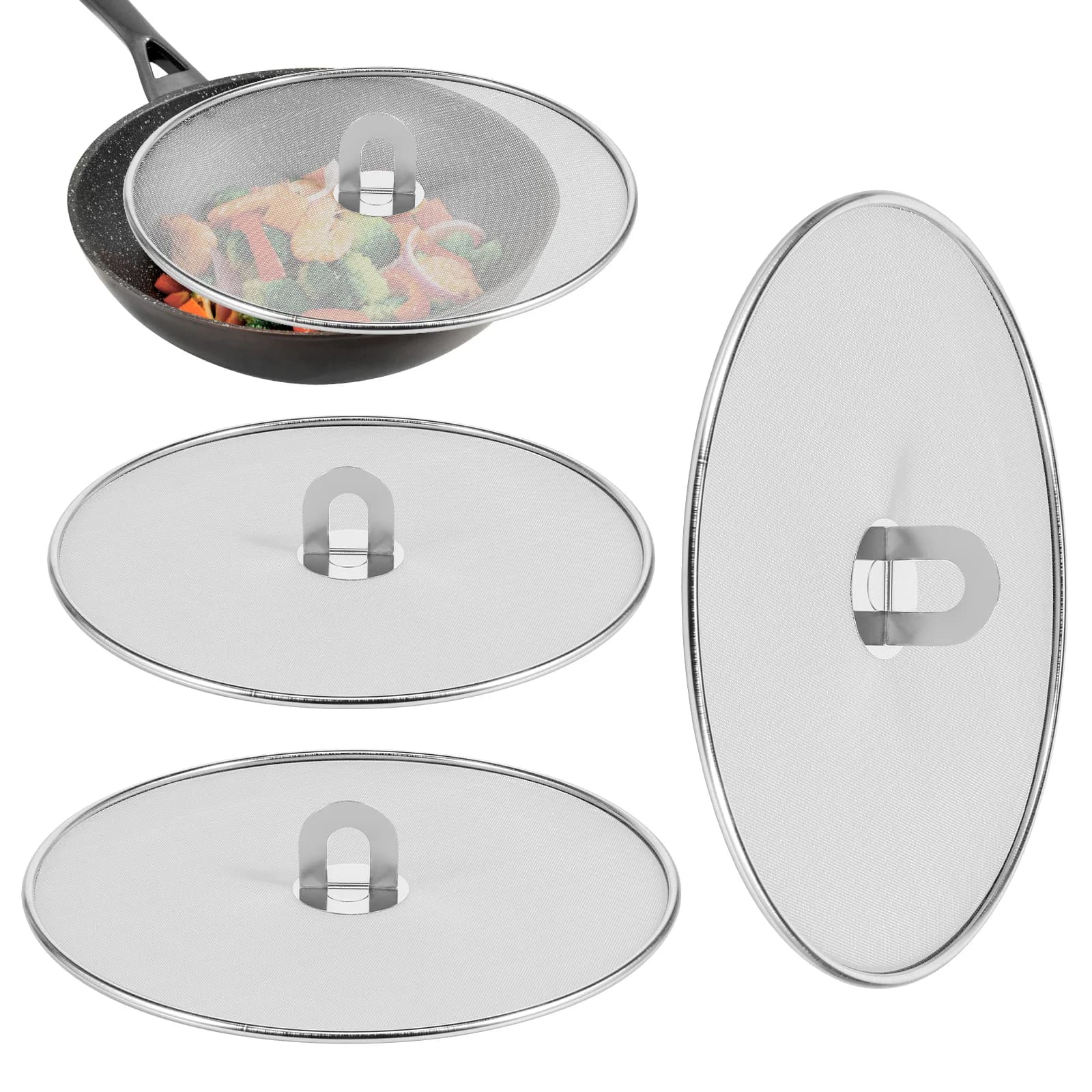 Set of 3 Multifunctional Stainless Steel Covers, Kitchen Anti-Disks Protection, 25/29/33 cm Wall Covers