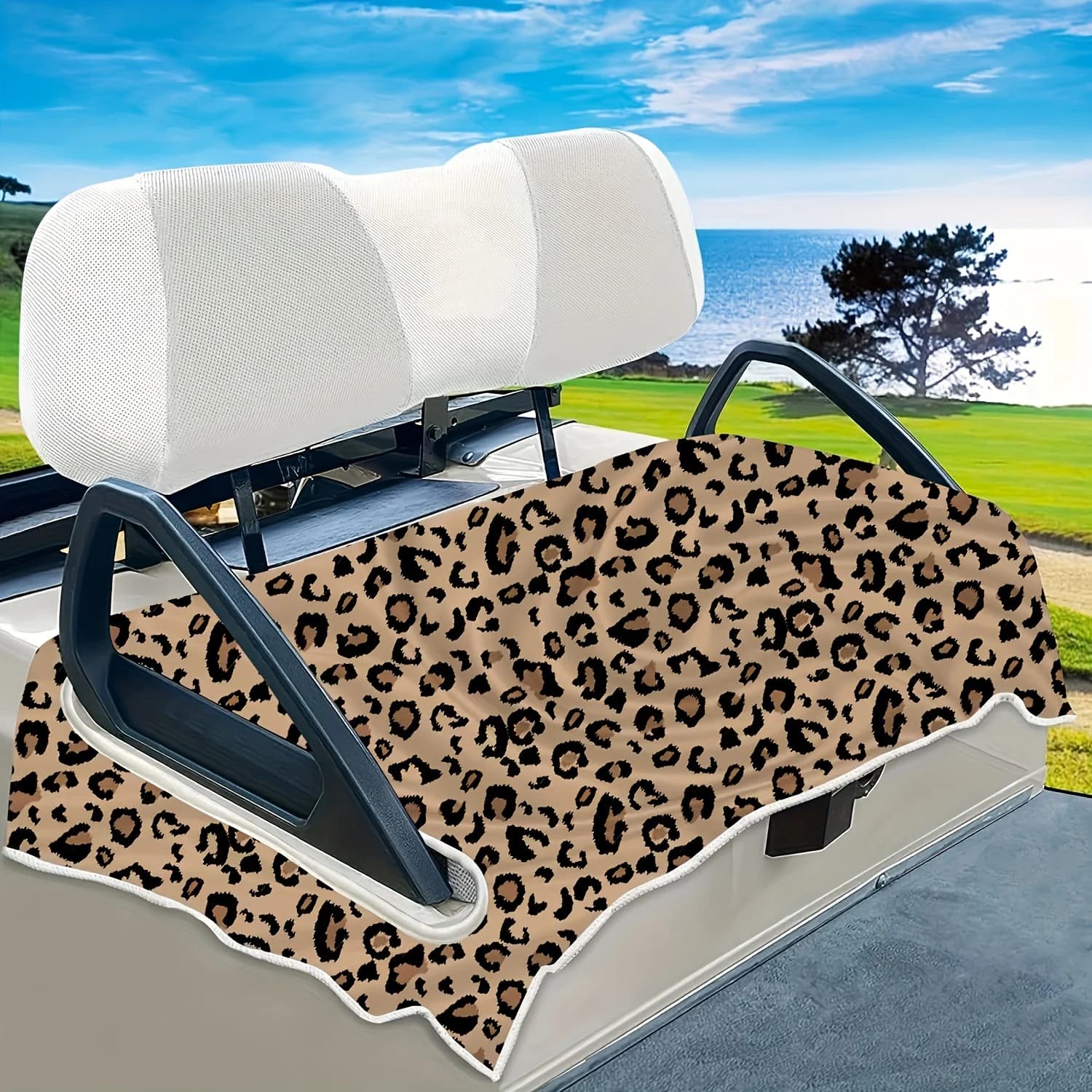 Coprisedili per carrello da golf, coperta unica per asciugamano per carrello da golf anti-caldo con fori per la maggior parte delle EZGO, 100% microfibra