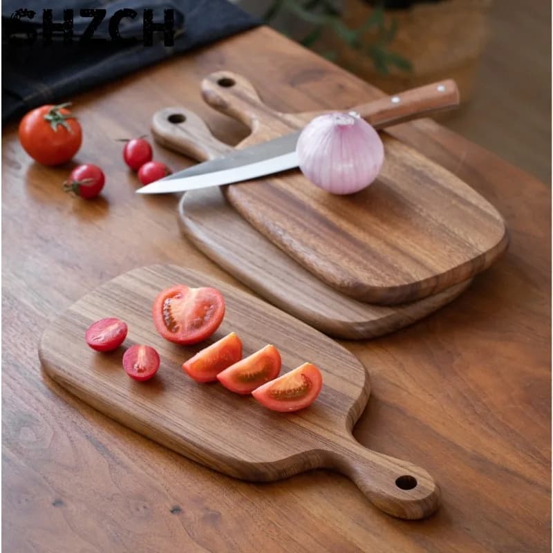 Reversible Wood Cutting Board - Large Portable Slab with Handle for Kitchen Counter, Camping, Multipurpose for Prep and Serving