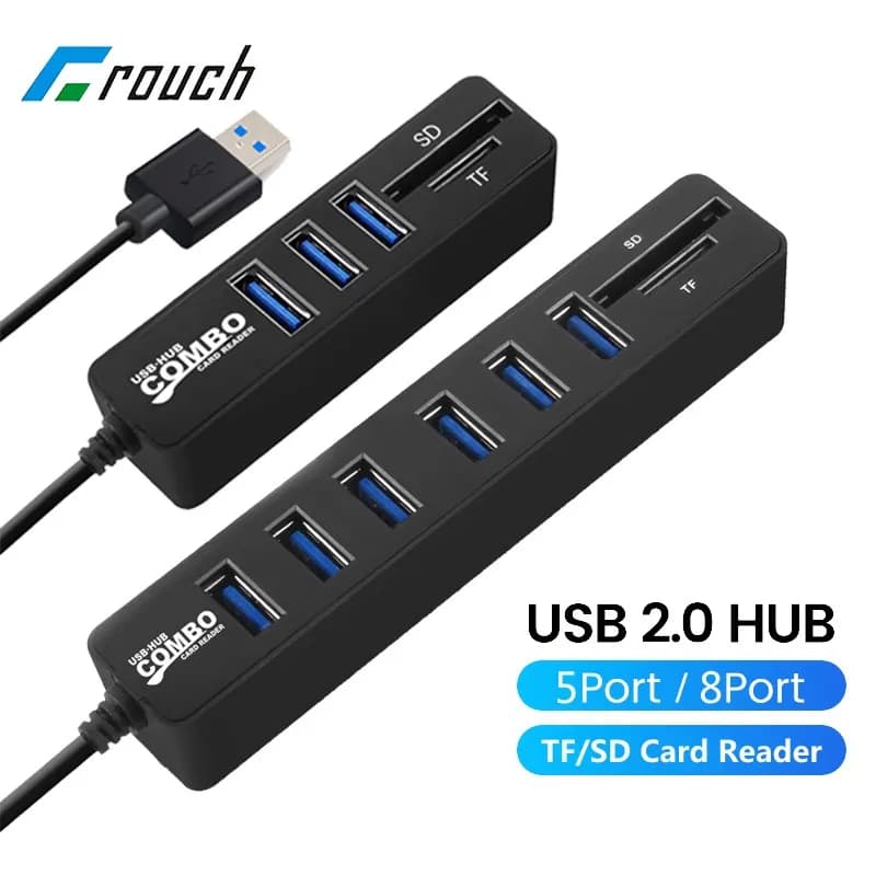 5/8 Porte USB 2.0 HUB Adattatore per lettore di schede SD/TF Multi USB 2.0 Splitter Hub USB 2.0 Espansore multiplo Switch Hub Docking Stations