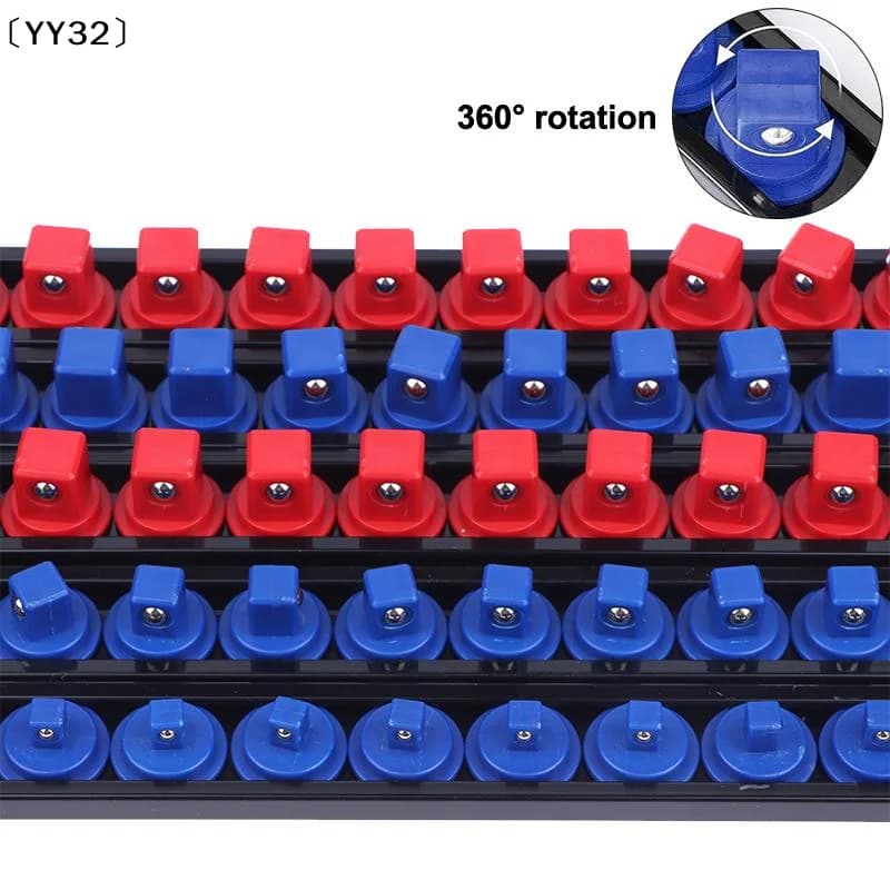 1/2 1/4 3/8 Socket Clip Rail Holder Socket Sliding Stand Sleeve Rail Rack Tool 360° Swivel Socket ABS Socket Organizer〔YY32〕