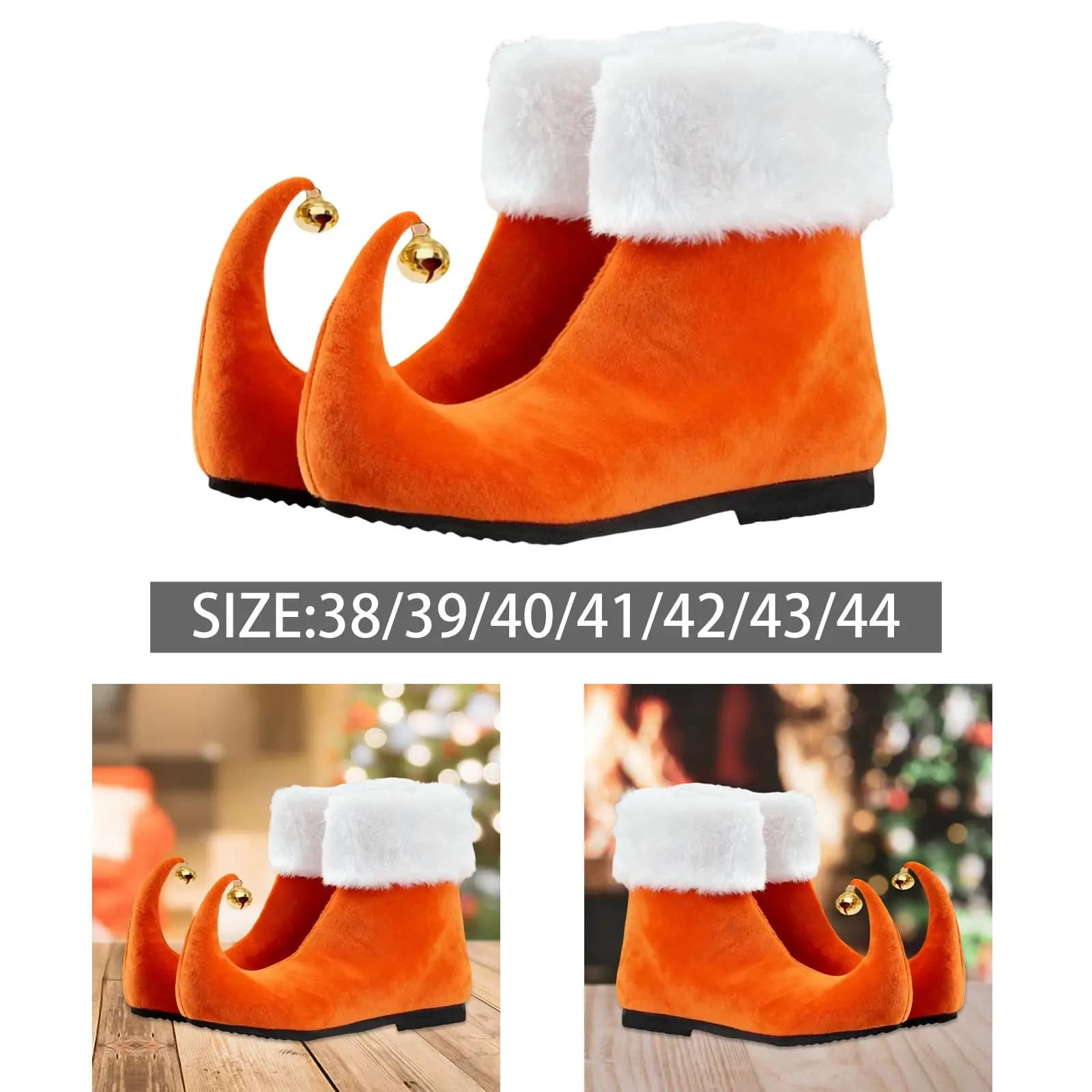 Scarpe Natalizie con Campanelle per Eventi Festivi, Accessori Comodi Multiuso, Stivali Arancioni Ispirati ai Film di Natale