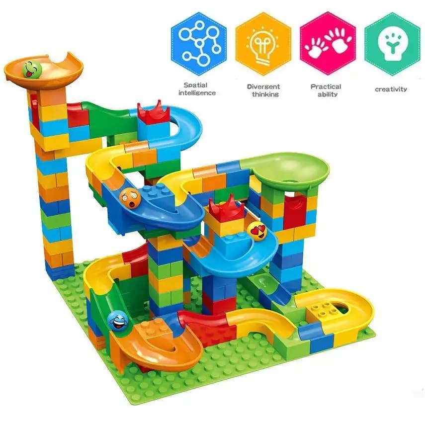 Blocco ferroviario Marmo Race Run Slide Track Pista educativa Palla Colore Costruzione Imbuto Scivolo Set di blocchi fai da te Mattoni Giocattoli per bambini