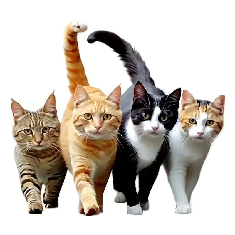 1Pc Four Marching Cats Vinyl Decal, Self-adhesive Pet Sticker for Car, Laptop, Motorcycle & Glass Metal Ceramic Decor