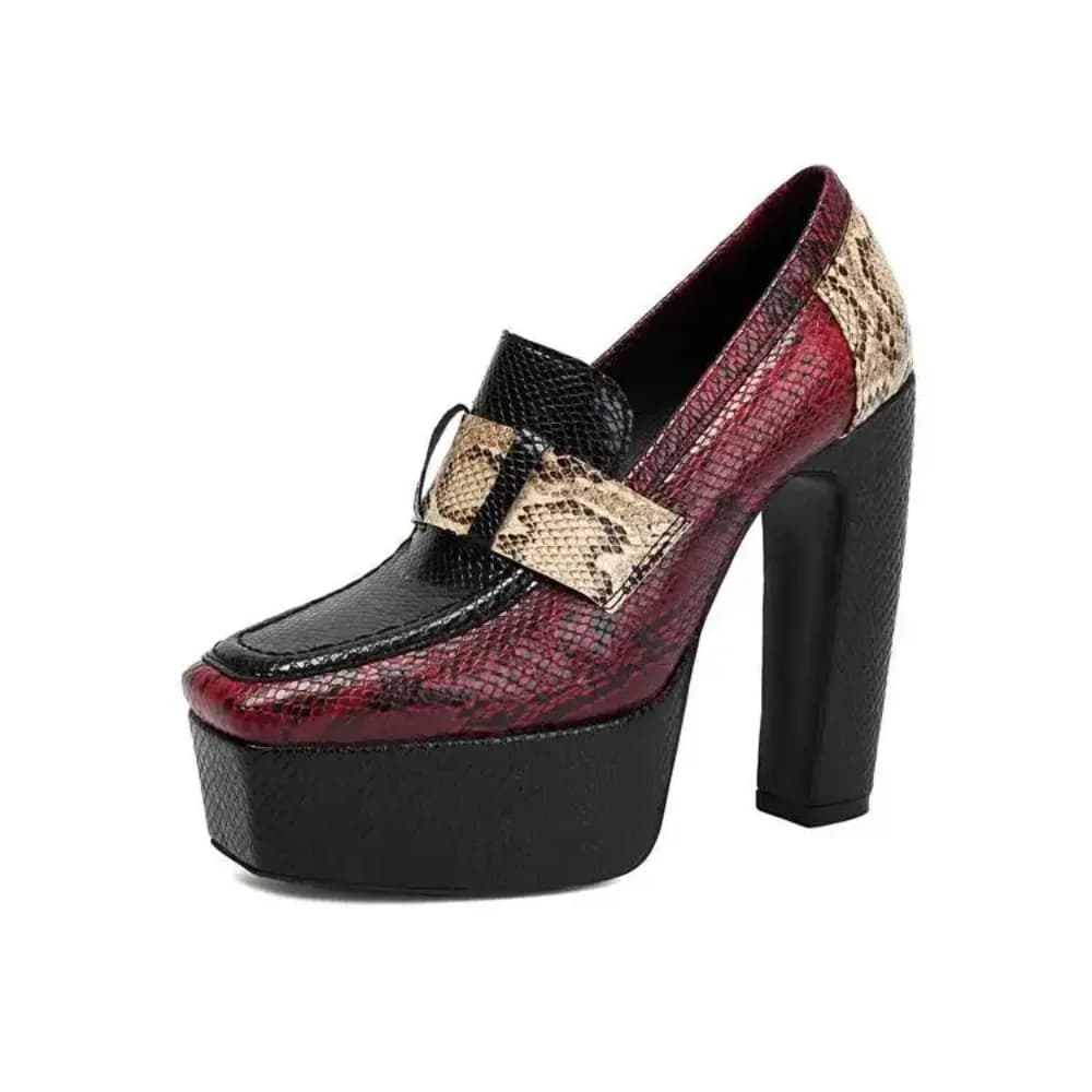 Scarpe da donna con tacco alto 13,5 cm, modello nuovo primavera/autunno, con punta quadrata, impermeabili, con blocchi di colore alla moda.