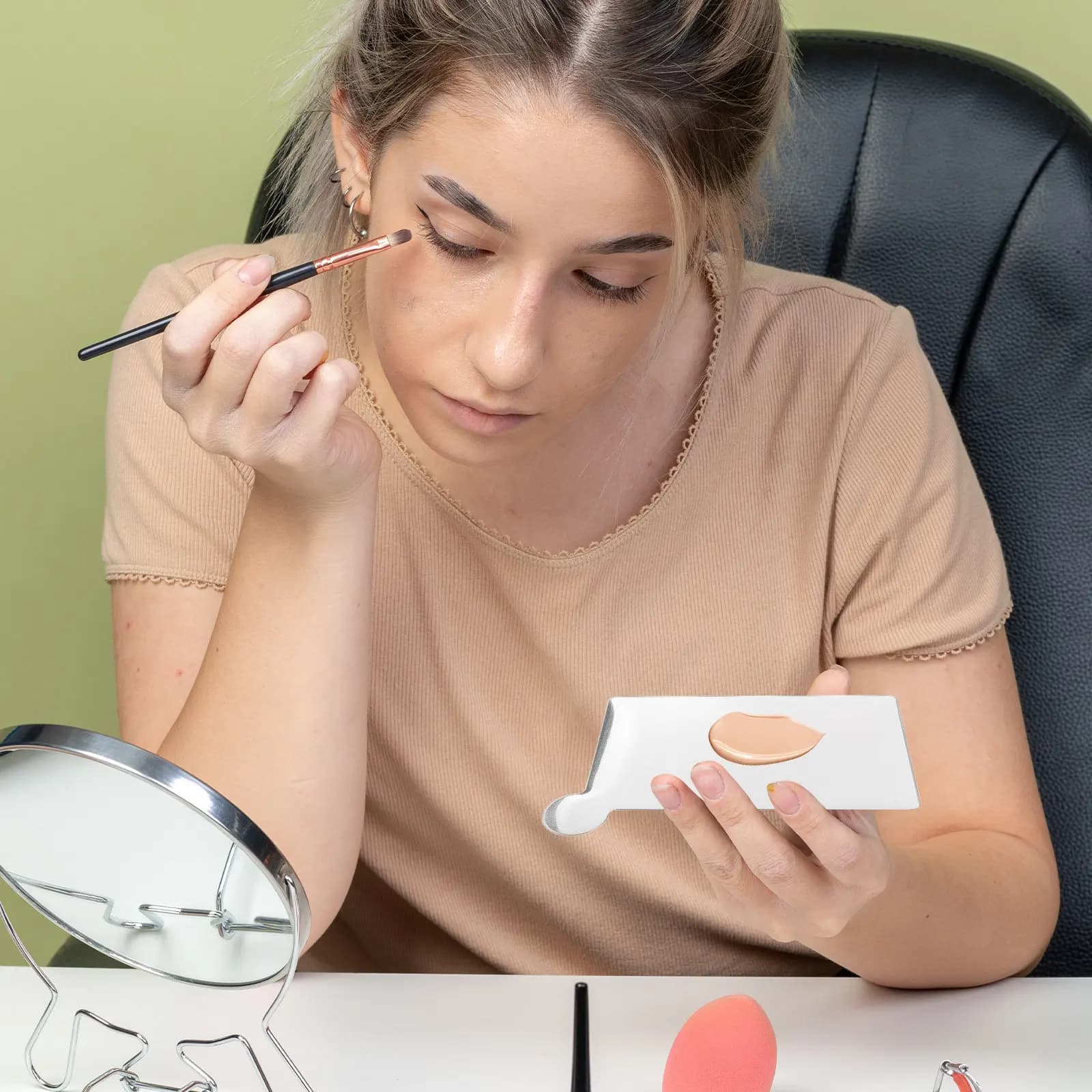 Palette in Acciaio Inossidabile per Miscelare Fondotinta, Ombretti, Rossetti, Pigmenti e Cosmetici per Nail Art