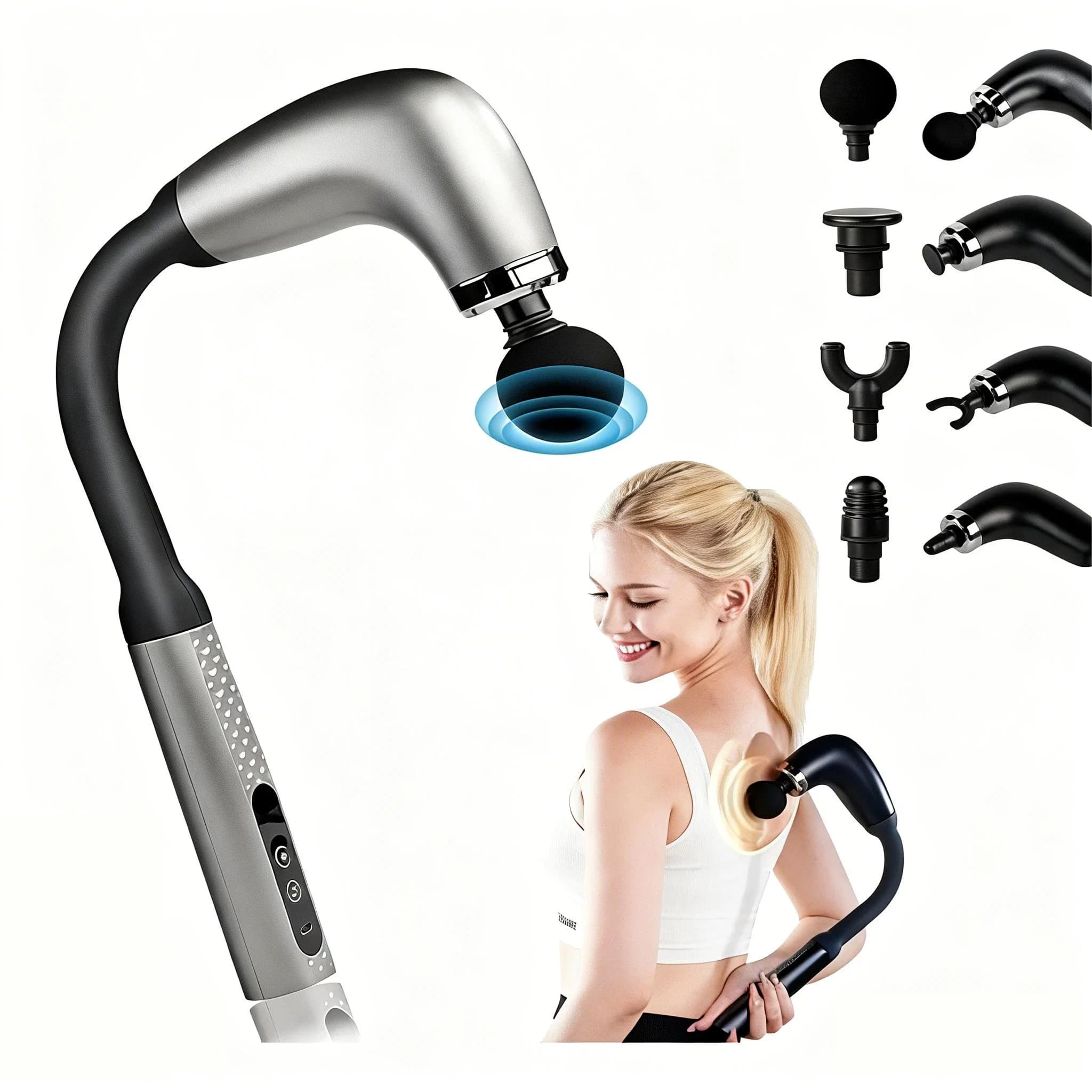 Deep Textile Massage Gun with Extended Handle U-shaped Percussion Massage for pain relief for full neck and back muscle recovery