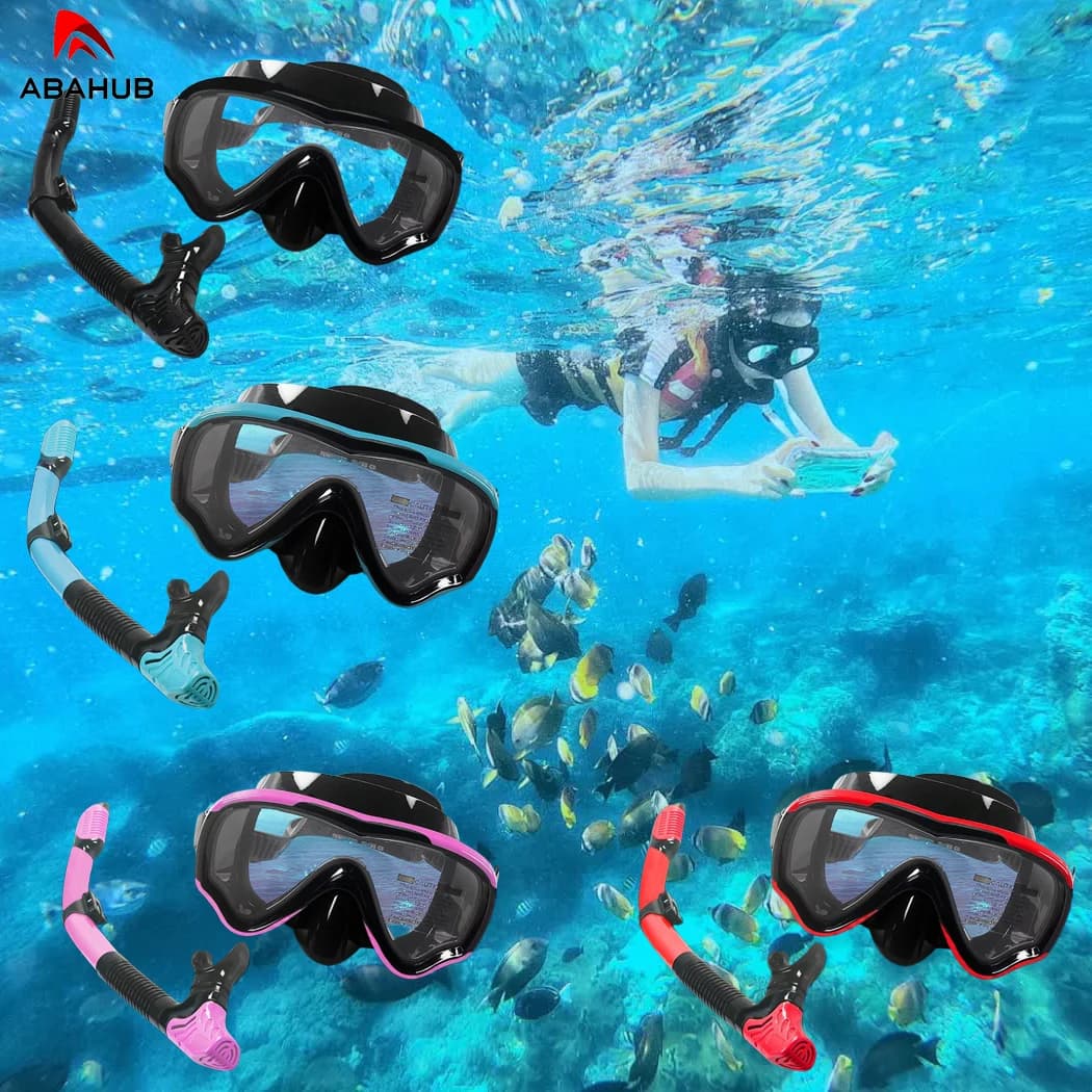 Set professionale per snorkeling in due pezzi, tubo respiratorio completamente a secco, maschera subacquea, unisex per adulti, set di attrezzature per immersioni, dispositivo portatile per la respirazione subacquea