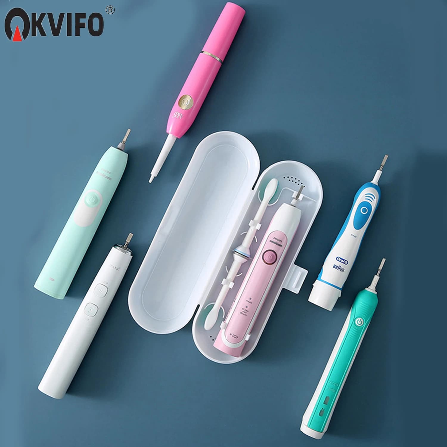 Brush holder and toothpaste with Protective Cover, Portable Travel Case for Handle Oral B Electric Toothbrush, Container Box