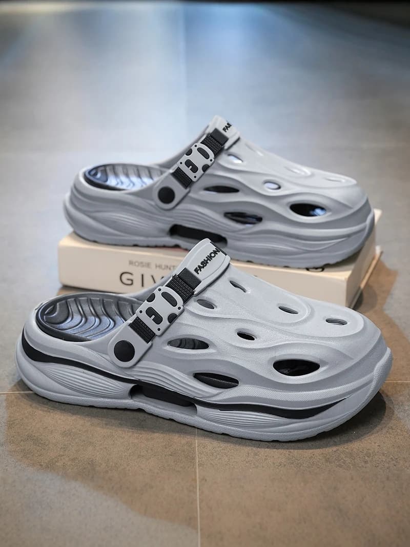 Casual Sporty Men's Slippers Anti-Slip Thick Bottom Outdoor Driving Dual-Purpose Beach Sandals Comfortable EVA Slippers