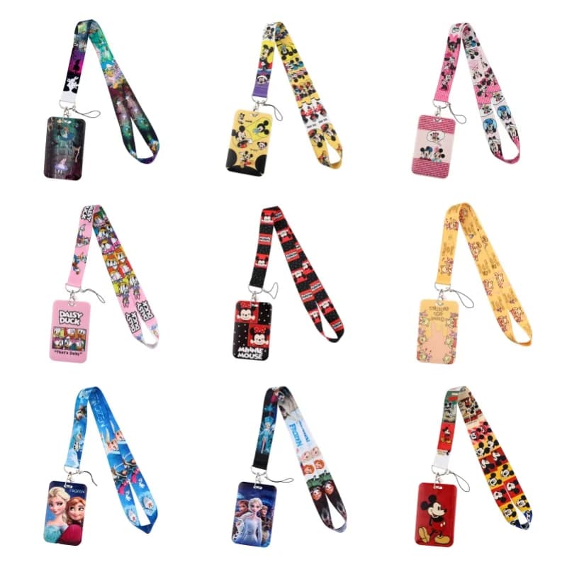 Cartoons Disney Mickey Mouse Minnie Cute Kids Key lanyard Keychain Office ID Card Pass Mobile Phone Key Badge Holder