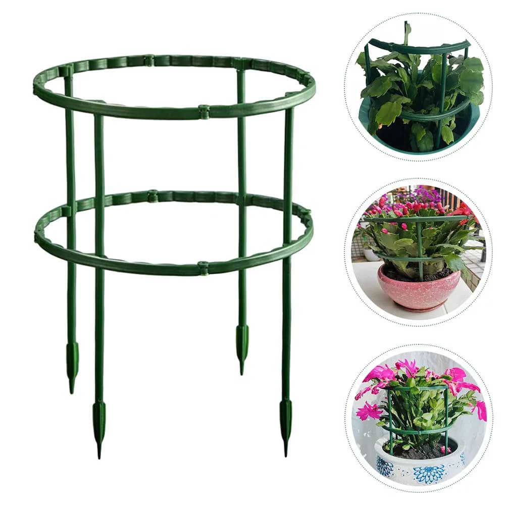Set of 1 Plants Plastic Holder Cage, for Vertical Growth, Vine Control, Wind and Rain Protection, Fai-da-Te Plant Support, Green