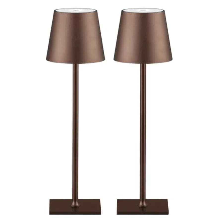 Set di 2 Lampade da Tavolo Senza Fili, 3 Colori con Dimmerazione Graduale, Lampada da Scrivania LED Ricaricabile 5000mAh per Camera da Letto/Cene Romantiche/Ufficio/Caffetteria
