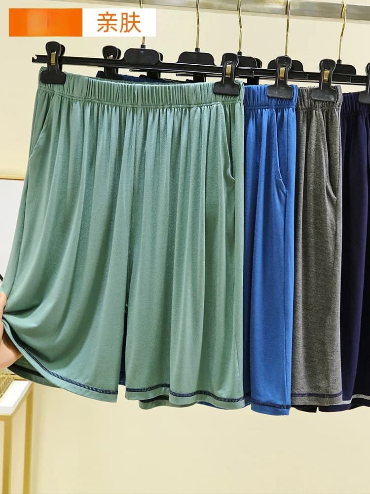 Loose Fit Modal Men's Shorts Summer Thin Pure Color Home Sleepwear Large Size Casual Pants Simple Style Air Conditioned Trousers
