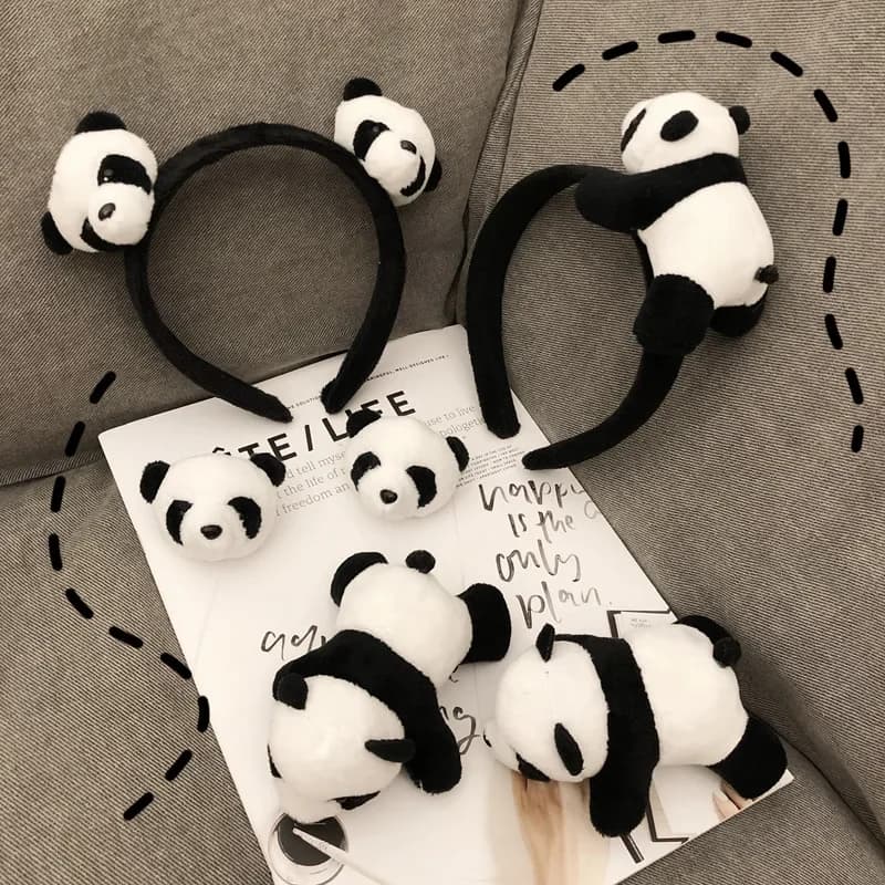 Simpatico panda bambola fascia copricapo lavare il viso carta per capelli fermaglio per capelli fascia per capelli anello per capelli bambini accessori per capelli per adulti donne