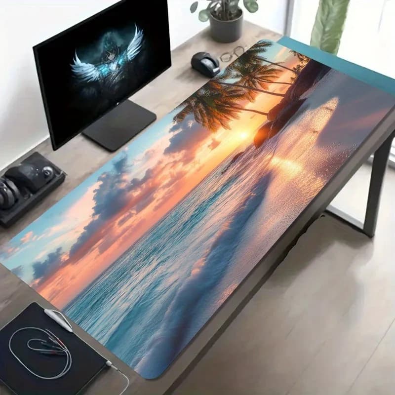 Tappetino per mouse Coconut Sunset XXL, tappetino da scrivania per gaming, base in gomma antiscivolo, per PC, laptop, ufficio