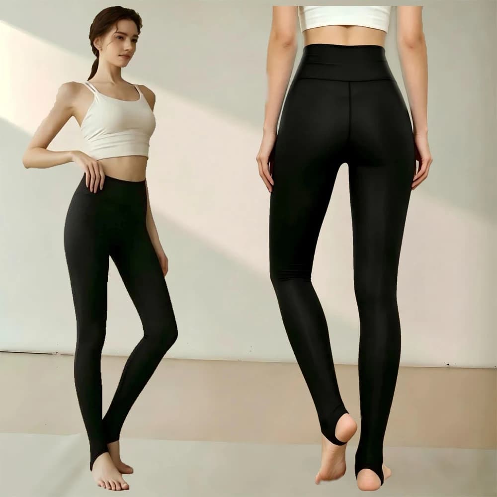 AOYLISEY Women Black High Waisted Leisure Leggings With Stirrup Skinny Plus Size Spandex Elastic Fitness Spring Workout Pants
