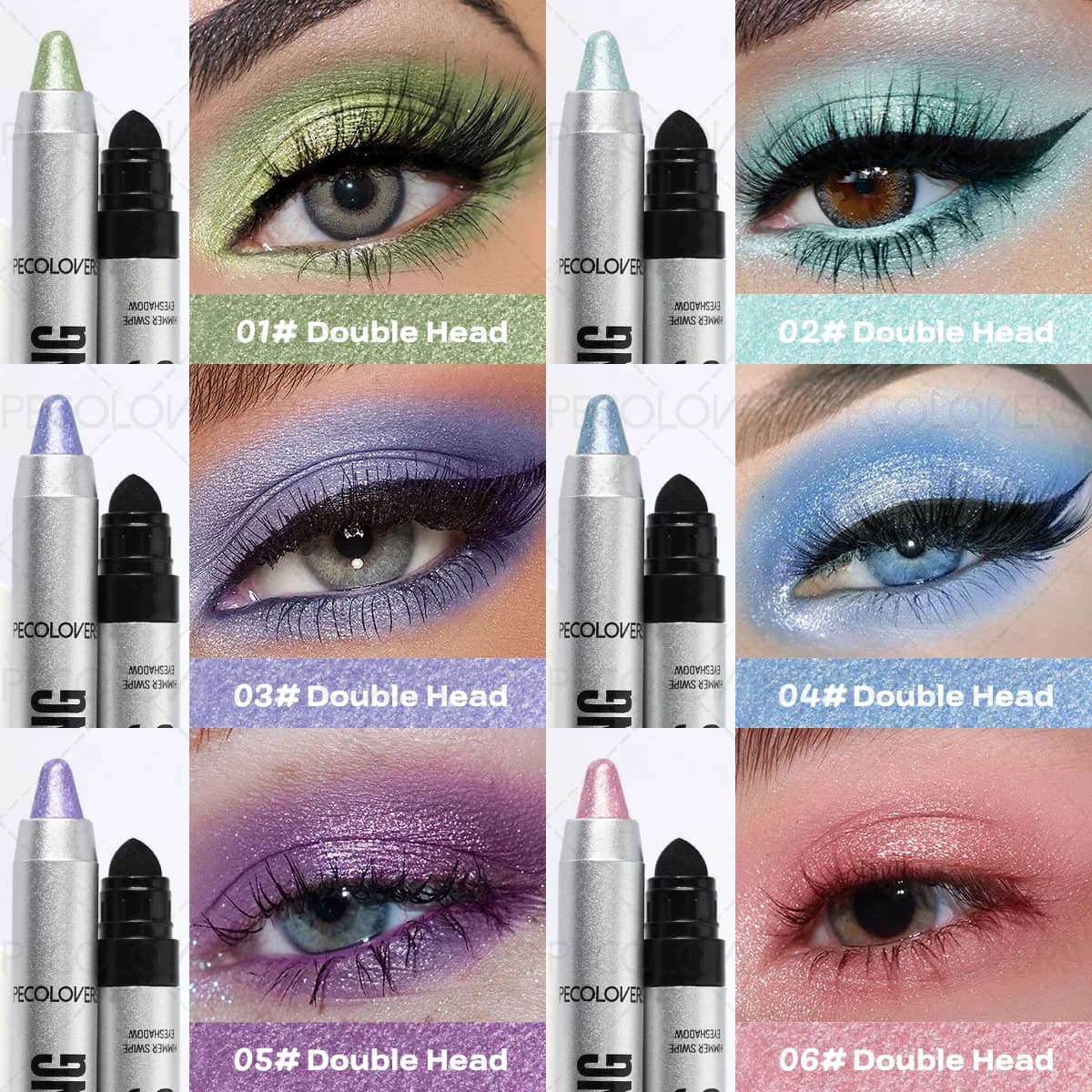 1PC Dual-End Eyeshadow Stick, Metallic Shimmer Glitter Texture, One-Swipe Cream Eye Makeup, Beginner Friendly