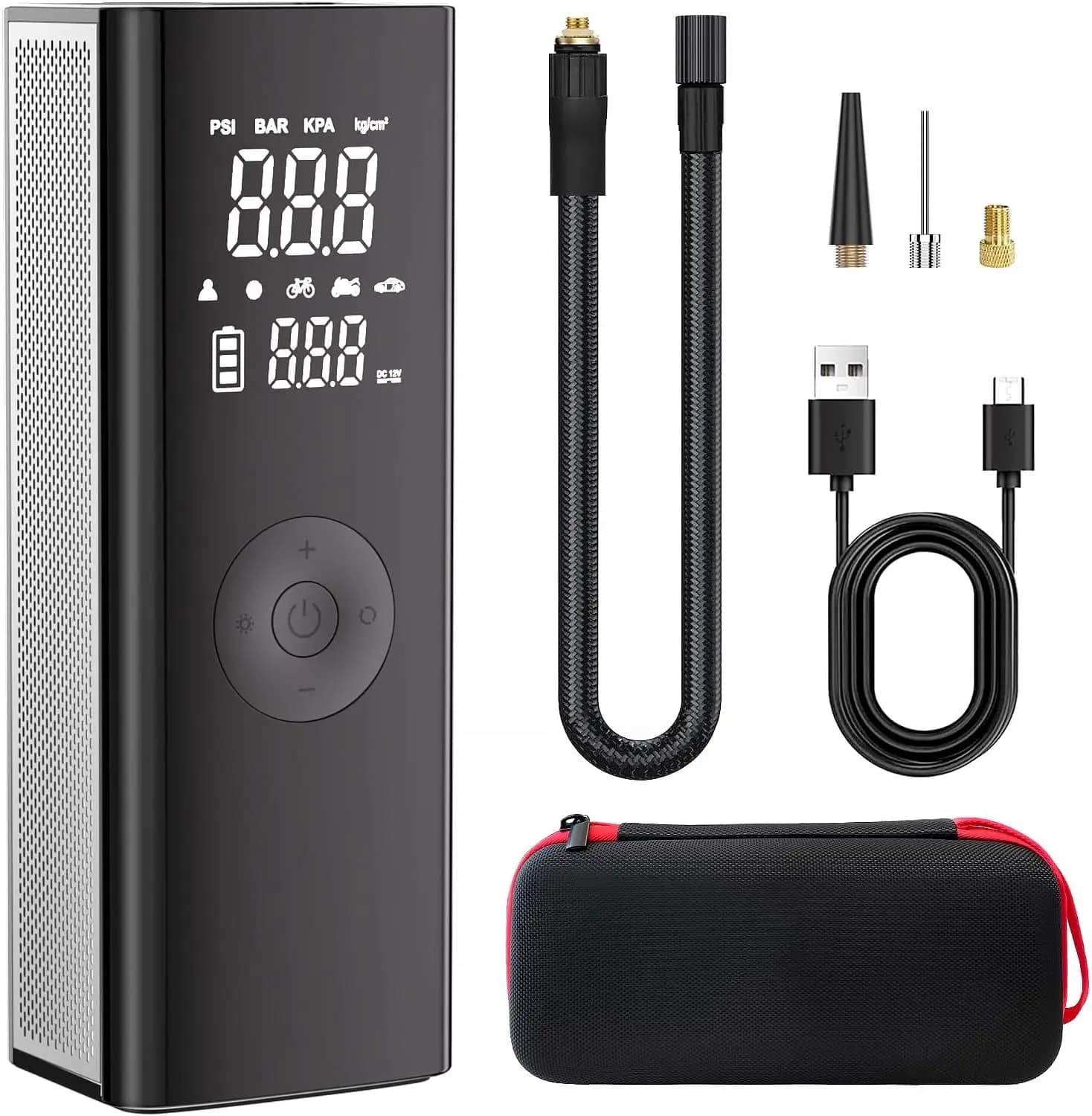 Compressore d'Aria Portatile per Pneumatici Auto, Pompa Senza Fili 150PSI con Manometro Digitale per Auto, Bici e Moto