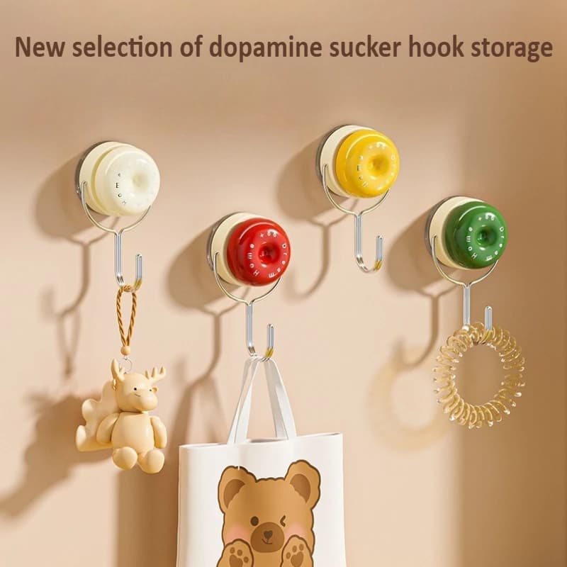 No-Drill Reusable Wall Hooks，Heavy-Duty Rotating Vacuum Suction Cup Hooks for Kitchen, Bathroom Utility Hooks