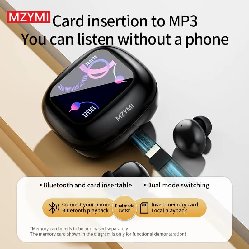 MZYMI S09 Nuovo Full In Touch Screen Cuffia Bluetooth5.4 Auricolare con cancellazione del rumore InEar wireless ENC Auricolari con microfono